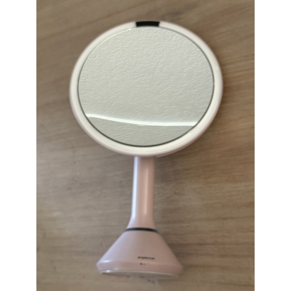 Simplehuman Pink Sensor 8" Mirror  LED light 5X Mag Cordless Rechargeable